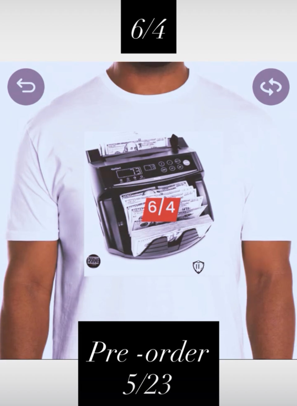“Money Machine” short sleeved crew neck T